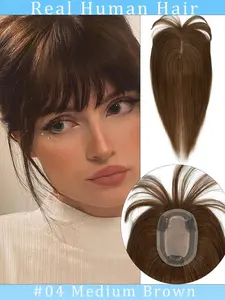 8x12 Cm Large Human Hair Topper, HD Clear Lace, Natural Hairline Restoration, Perfect for Sparse Crown, High-Quality Real Hair
