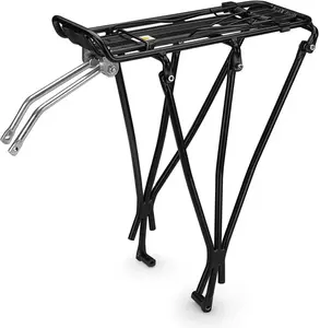 Adjustable Bicycle Carrier Rack, 110lb Capacity, Black - Back Bike Cargo Rack, Aluminum Rear Seat Post Bike Rack Caddy for 26-28 Inch Wheels with Hardware Included