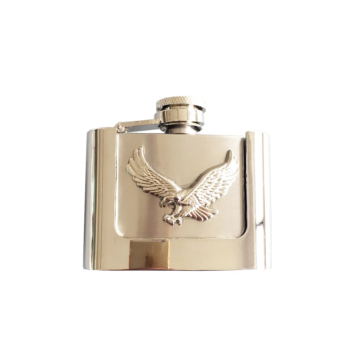Bright Silver Plated Western Flask Belt Buckle - Iron, Stainless Steel, Snap Button Fashion Clothes Accessory