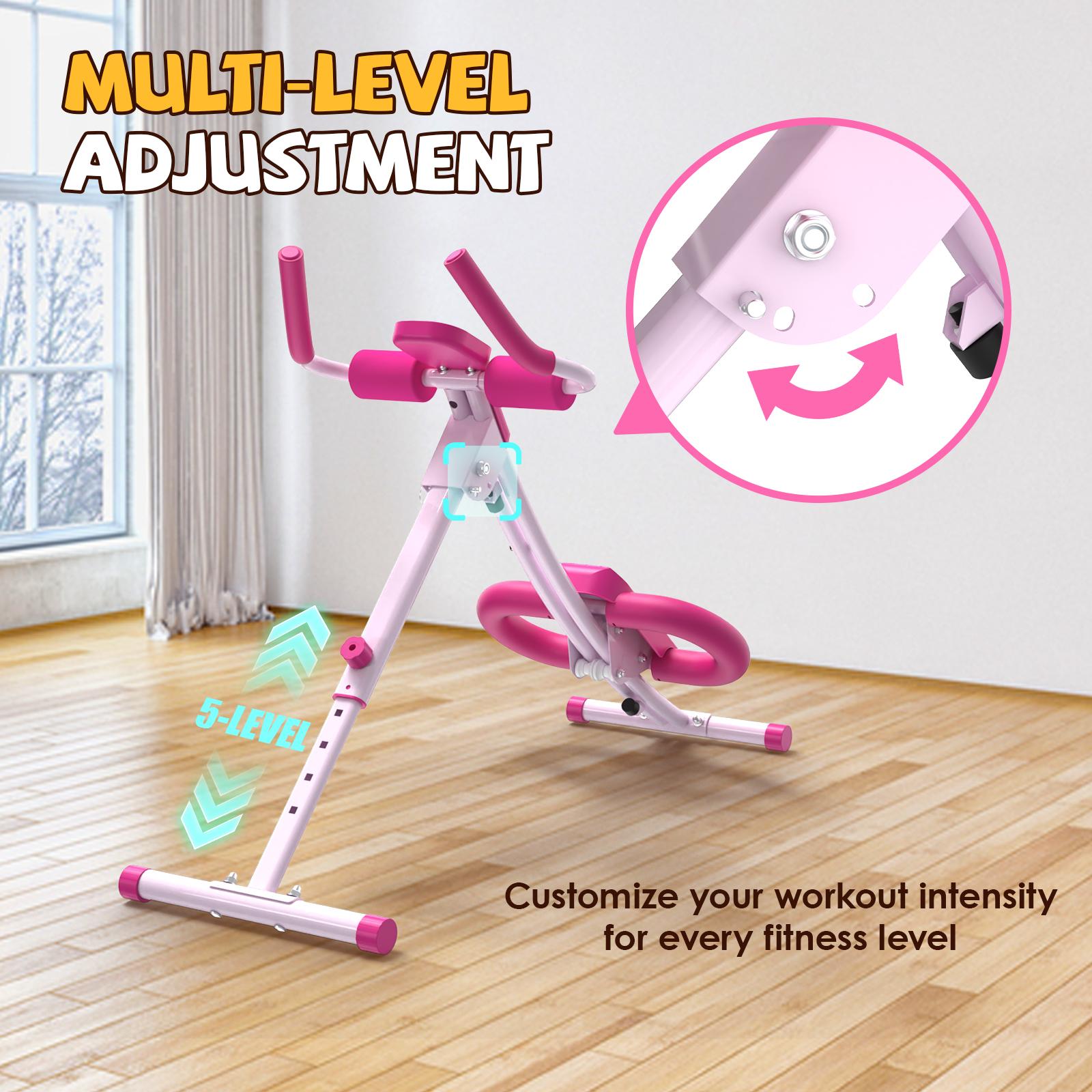 Foldable Ab Trainer Machine with LCD Monitor, 440 lbs Weight Capacity, Adjustable Core Workout Equipment for Abs, Arms & Legs, Home Gym Fitness for Women