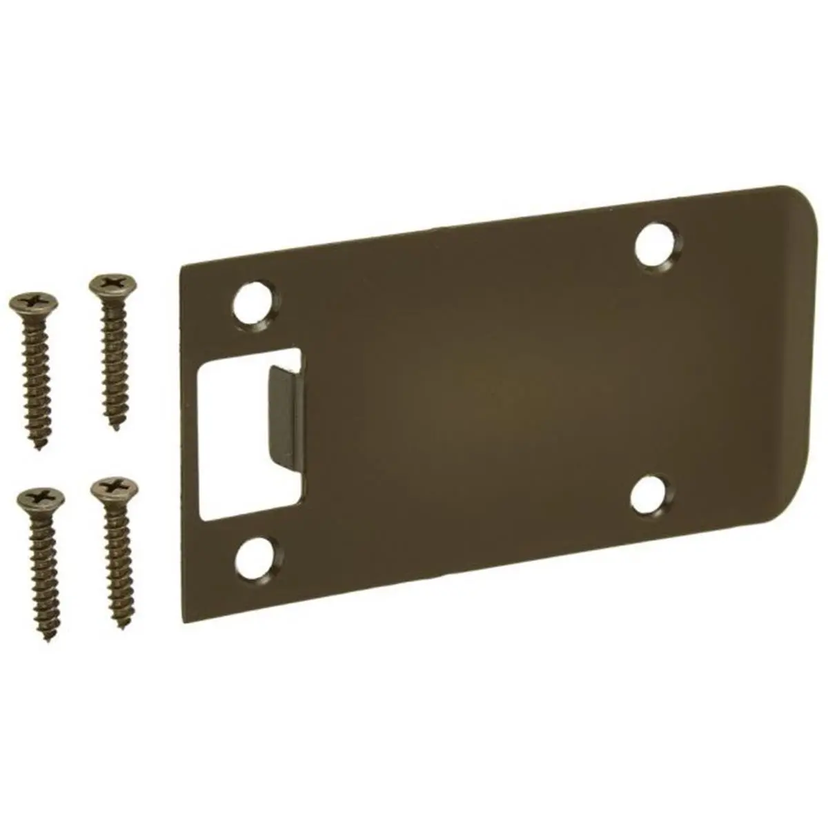Don-Jo EL104DU Strike Plate - 2.25 in. Full Lip, 4 in. Extended Lip, Dark Bronze, Mounting Screws Included for Garden, Lawn Use, 2.25 In. Full Lip Strike