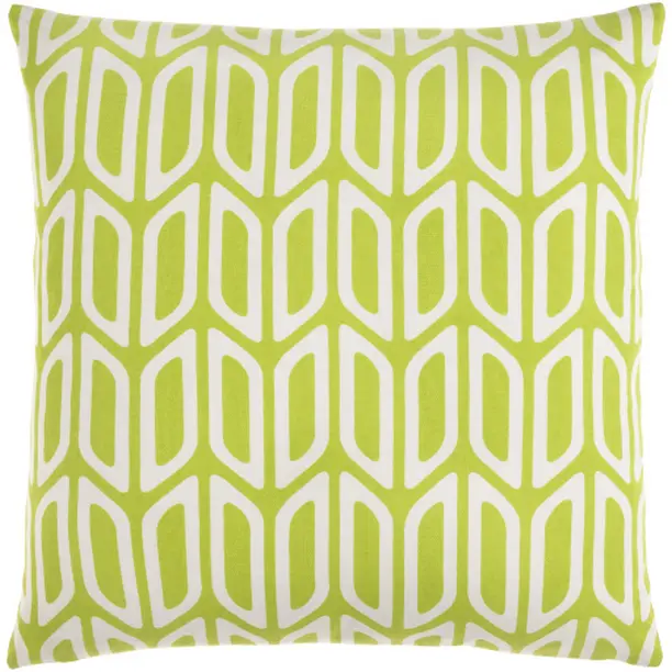 Livabliss TRUD7195-1818P Modern 18x18 in. Cotton Trudy Woven Single Pillow Kit - Lime & White, Screen Printed, Geometric Lines, Line Dry, Decorative Bed Pillow