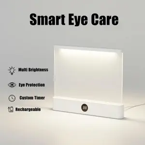DealsForYouDays Flat Book Light - Rechargeable Clear LED Smart Reading Lamp with Dimmable Full Page Panel, Eye Protection, Timer, Father's Day Gift