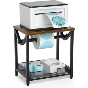 Label Holder for Rolls and Fanfold Labels, Wooden Thermal Label Holder for Desktop Label Printer, Shipping Label Holder for Thermal Printer Accessory, Ideal for Home, Office, Small Businesses