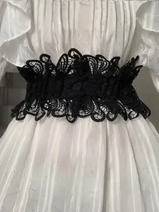 Hollow out Lace Elastic Belt for Women, Fashionable Waistband for Party, Daily Clothing Decor, Trendy All-match & Exquisite Belt for Birthday Gift