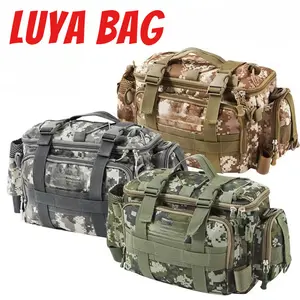 Multifunctional Fishing Tackle Bag, Waist Pack Sling Crossbody Backpack with Rod Holder, Waterproof Lure Bag for Outdoor Hiking Fishing
