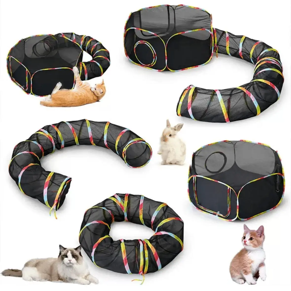 Foldable Cat Tunnel Kitten Toy, 1 Count All-in-one Cat Tent, Pet Supplies for Indoor Outdoor Use, Dog & Cat Animal Accessories