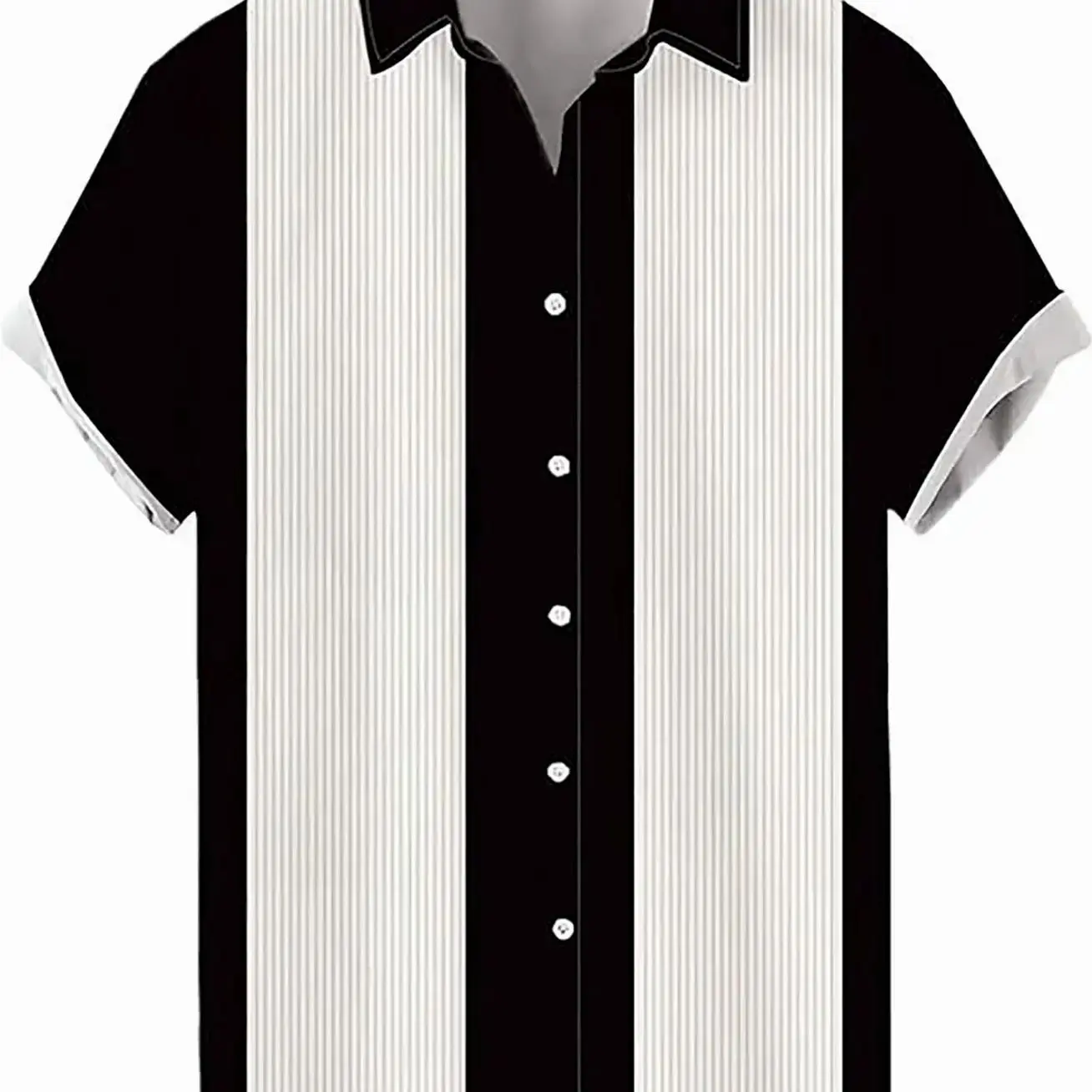 Bowling Black & White Retro Vintage Hawaiian Shirt R