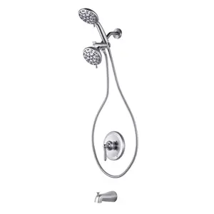 WOWOW Brushed Nickel Modern Wall-Mount Single-Handle Stainless Steel Shower Faucet - 7 Spray Settings, 1.6 GPM Water Saving, 360-Degree Swivel, Touch-Clean Functionality