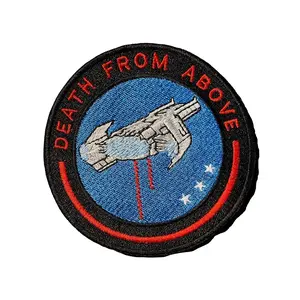Helldivers Inspired Death From Above Embroidered Patch 3 4 or 5 Inch Tactical Military Morale Patch for Jackets Backpacks Vests or Gear Bags Geometric Embroidery Design