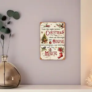 Vintage Christmas Wooden Wall Art Sign, Rustic Wood Decoration with Holiday Design, Easy to Hang, Perfect for Home, Cafe, Bar, Farmhouse
