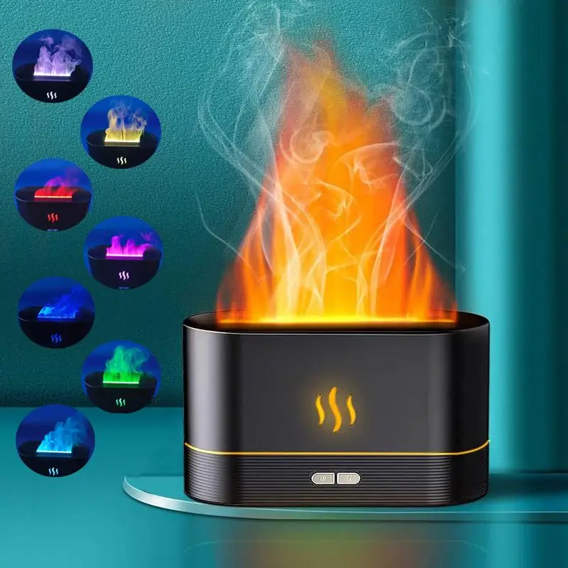 USB Powered Flame Design Aroma Diffuser, Simulate Flame Aromatherapy Humidifier, Simulate Flame Humidifier for Home Office Decor