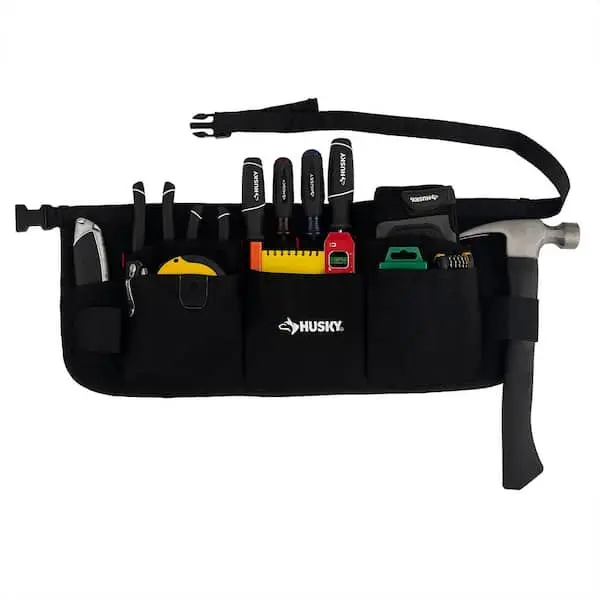 24 in 13-Pocket Black Canvas Tool Work Apron for Construction Work