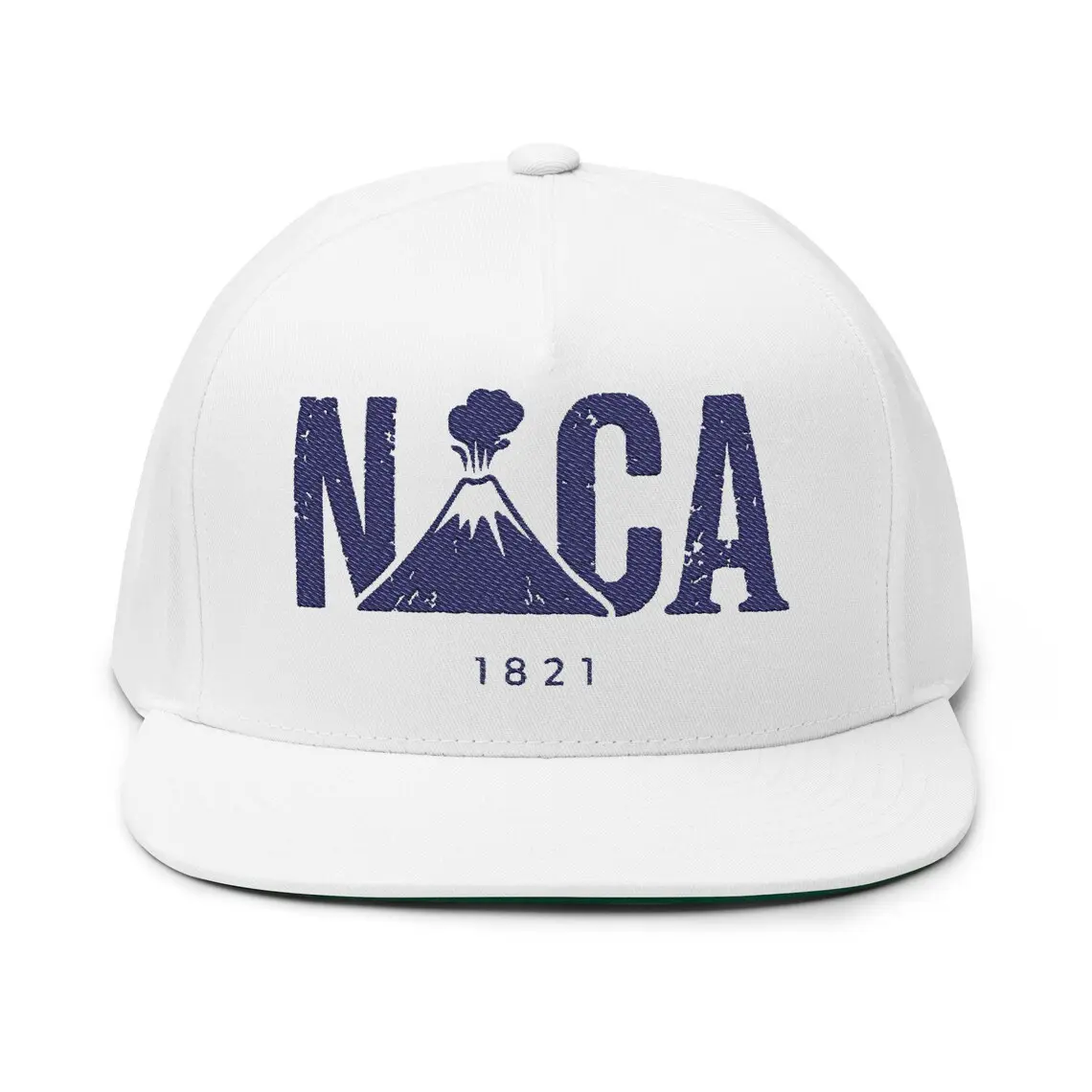 Volcano Nicaragua Hat 1821 | Embroidered Flat Bill Snapback Cap | Vintage 5 Panel Outdoor Hat | Nica Streetwear Cap