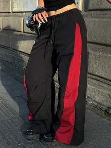 Y2K Colorblock Loose Pants, Cyberpunk Style High Waist Slimming Parachute Pants, Leg-Lengthening Magic, Trendy Fashion, Womenswear