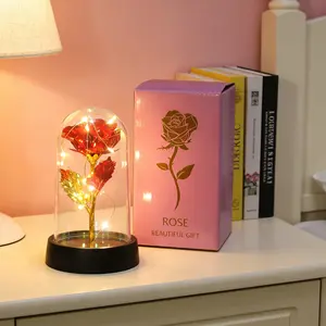 Eternal Red Rose in Glass Dome with LED Light – Romantic Gift for Her, Mom, Wife & Girlfriend for Birthdays, Anniversaries & All Occasions