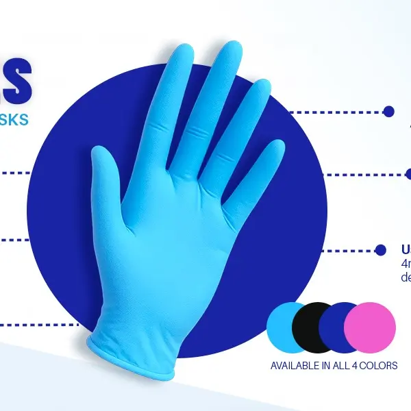 Blue Nitrile Exam Gloves – 100 Count, Latex-Free, Powder-Free