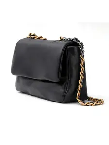 Quilted Puffer Shoulder Bag, Designer Inspired 19 Flap Crossbody with Mixed Metal Chain, Trendy Large Capacity Flap Bag for Daily & Evening