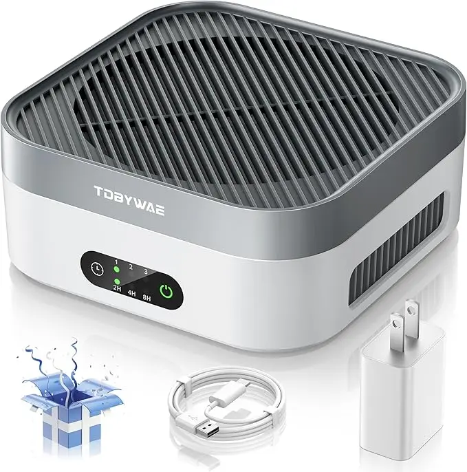 TDBYWAE 2-in-1 Portable Air Purifier with True HEPA Filter - Car & Bedroom Use (Up to 600ft²), Quiet Wind Wheel, Car Charger, Timer for Camping, Captures Pets Dander, Dust, Pollen, Smoke, Living Room