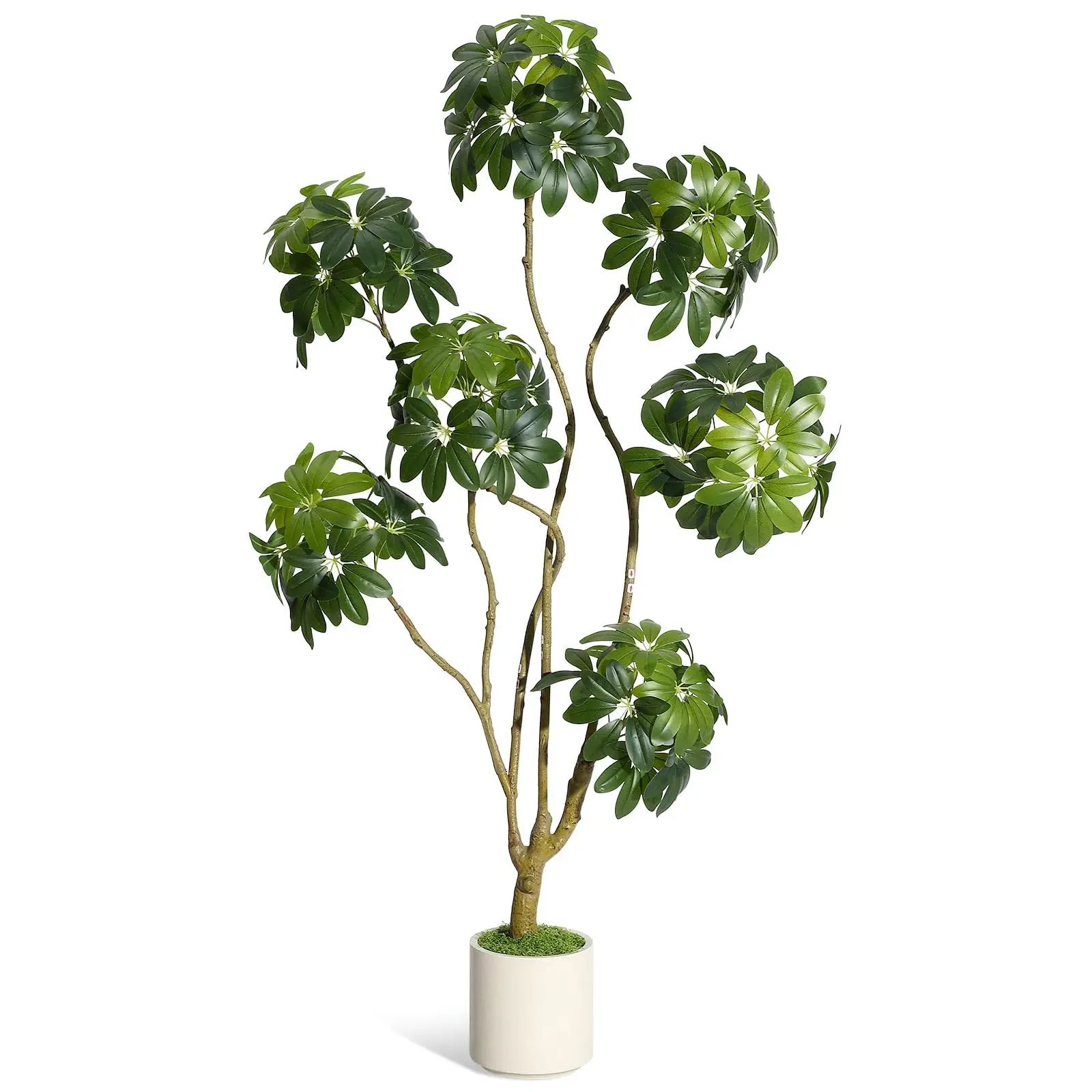 Garvee Artificial Scheffler Tree in 150 cm, 180 cm, and 210 cm heights; large, lifelike artificial plants with natural wood trunks, perfect for living rooms, bedrooms, offices, and gardens