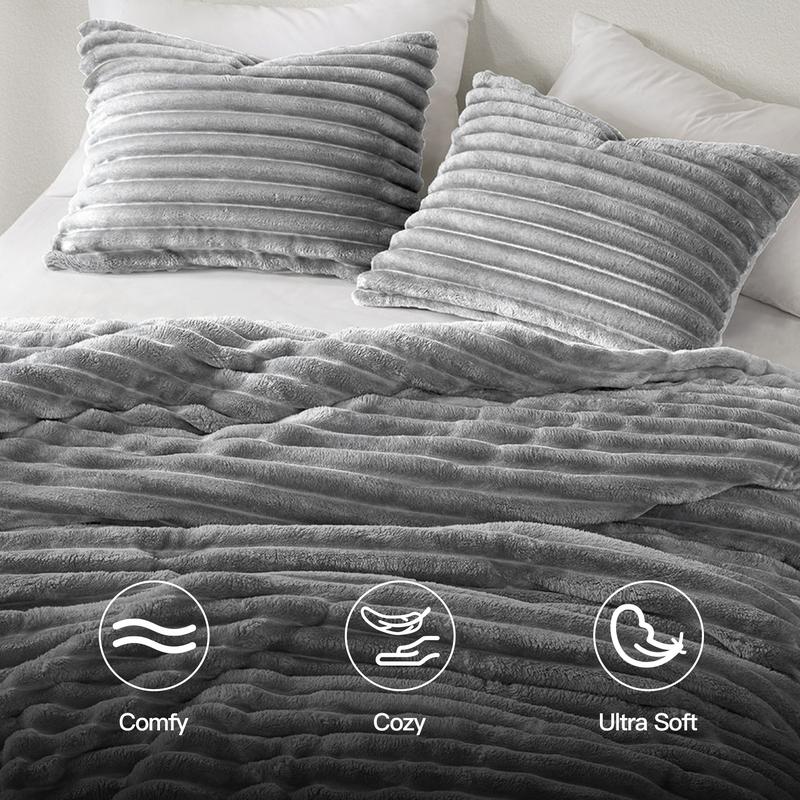 Regency Heights Comforter Set, Microfiber Reverse, Lightweight, Super Soft Ribbed Velvet Comforter, 2 Shams, All Season Bedding Duvet