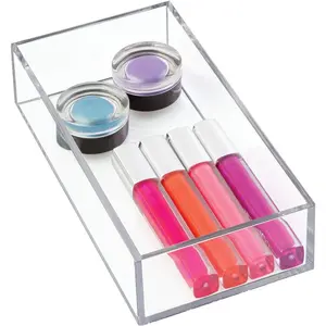 Clarity Plastic Drawer Organizer for Vanity, Countertop, Bathroom, Kitchen and Cabinet Storage, 8" x 4" x 2", Clear