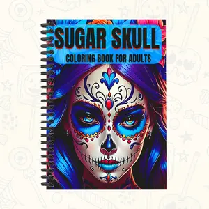 1 Pc Luxury Day of The Dead Coloring Book for Adults: Premium Halloween Gift with 16 Artisan Sugar Skull Designs on High-Quality Single-Sided Paper, Spiral Bound Drawing Book