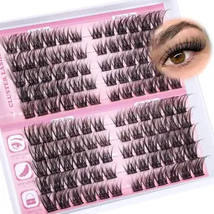 Wispy Lash Clusters – 11-16mm C Curl Natural Cat Eye Cluster Lashes, Left & Right DIY Individual Eyelash Extensions Kit