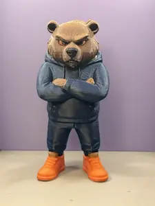 Urban Style Chicago Bear Figure Navy & Orange Streetwear Desk Decor 4.5" Premium 3D Print Collectible