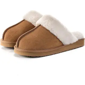 Fuzzy Slippers for Women Cozy Faux Fur House Shoes Winter Warm Memory Foam Slippers for Indoor and Outdoor