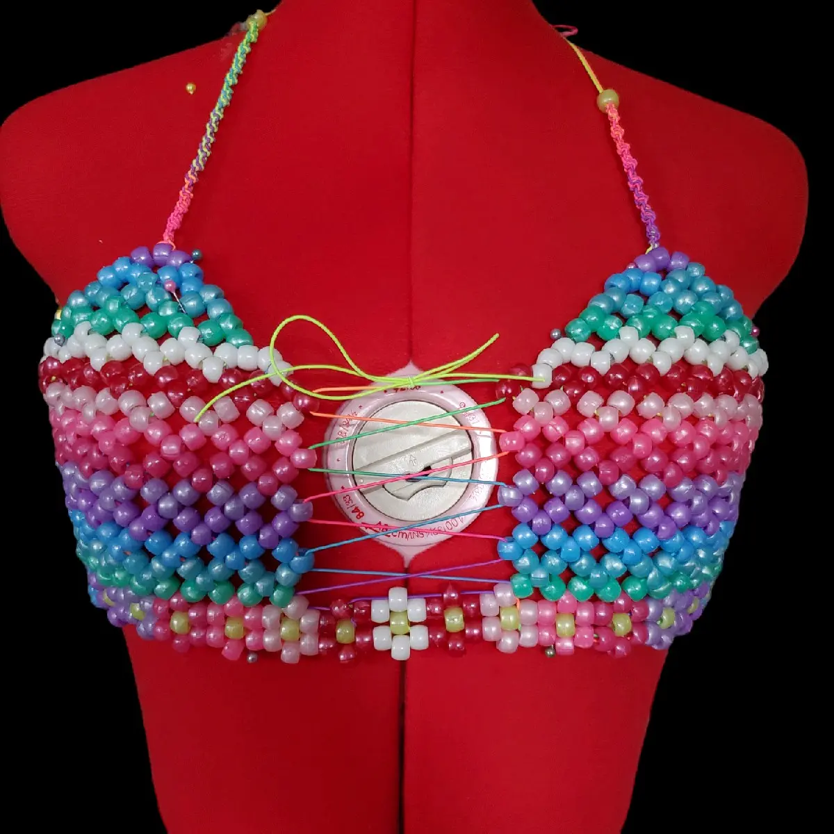 Kandi Bead Bra Top Cospay Rave Ribbon Womenswear Fit Piece Tube Women Lady