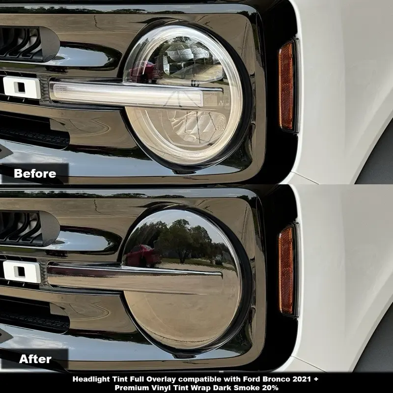 Crux Moto Headlight Full Vinyl Tint Overlay | compatible with Ford Bronco 2021 +