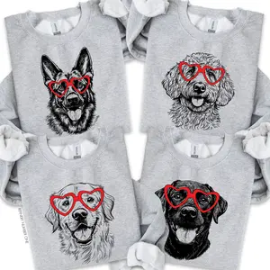 Puppy Love Dog Sweatshirt – 50 Dog Breeds in Adorable Heart Shaped Glasses | Gildan Unisex Crew Pullover