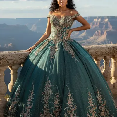 green emerald velvet dress Lindos mini vestidos de quinceañera verde esmeralda con encaje dorado –  MyChicDress