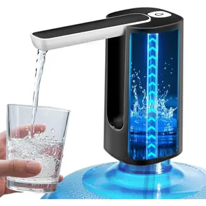 Foldable Water Dispenser for 5 Gallon Bottles, Electric Water Pump for 5 Gallon Buckets, Rechargeable Portable Automatic Low Decibel for Camping Travel Home Kitchen Office (Black)