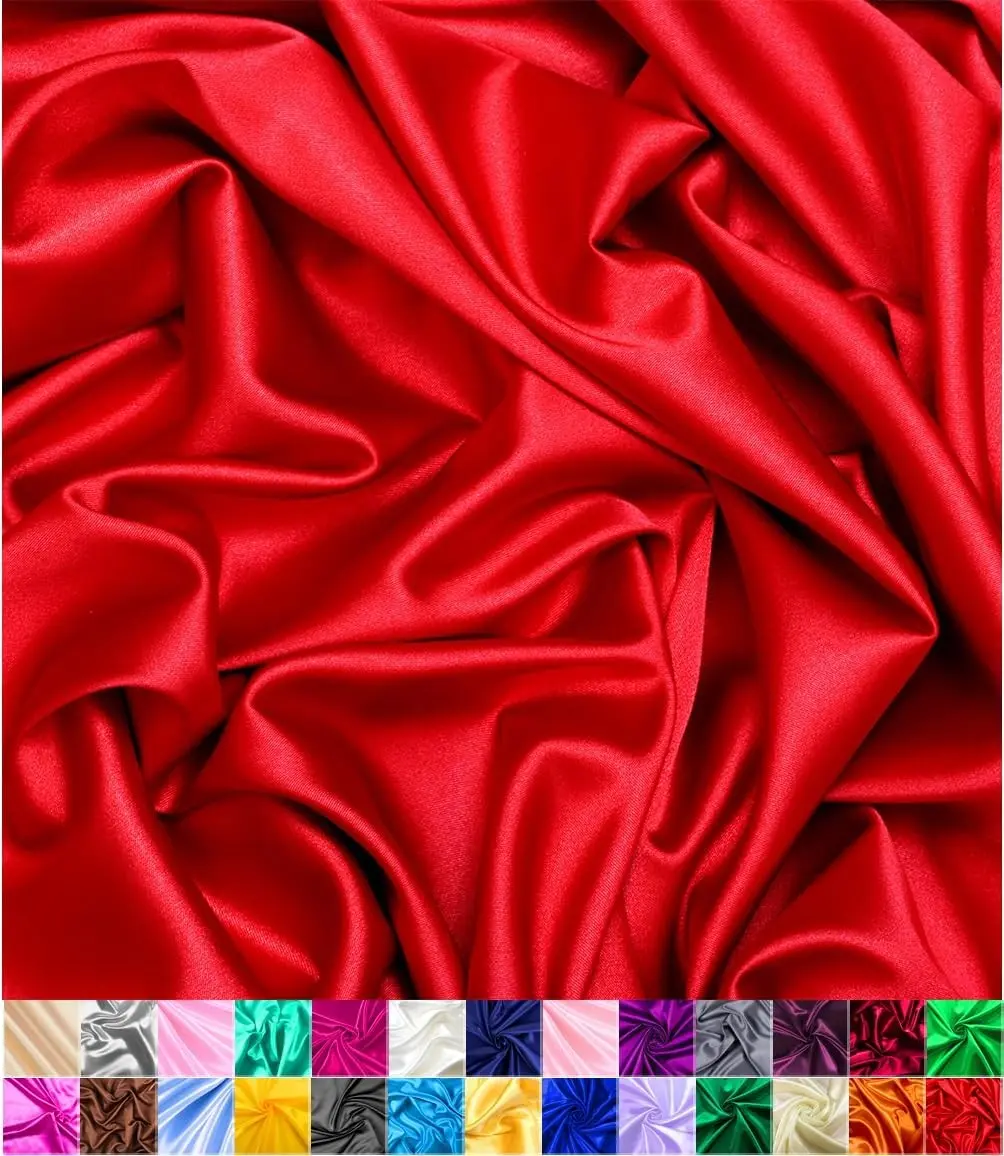 Shiny Luxury Metallic Satin Fabric Roll - 60" Wide, 2 Yd Red, Luxury Look, Shiny Finish, for Home Decoration, Sewing, DIY Crafts