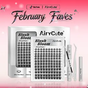 BlushBloom | AiryCute MangaMagic Collection Upgrade U Lashes with Ultra-Dense, Waterproof, Long-Lasting Lashes | FairyBloom | Fashion Wet Look | fairy bloom Beginner-Friendly DIY Lashes for a Flawless, Voluminous Look | Trendy & Must-Have Clusters