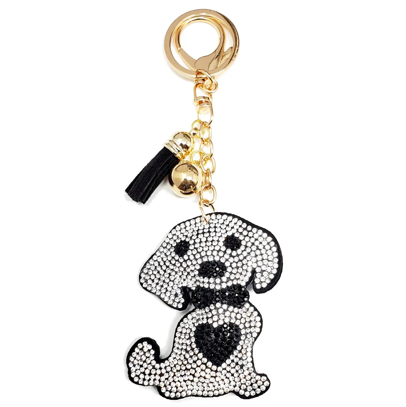 Silver Puppy Black Heart Gold Hardware