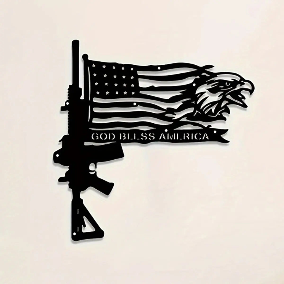 Metal Gun Flag Wall Decor, Independence Day Metal Art, Vintage Wall Art, Creative Wall Art, Decorative Artwork, Room Decor, Home Lobby Bedroom Kitchen Outdoor Wall Decor, Holiday Gift, Patriotic Decor, Decoration