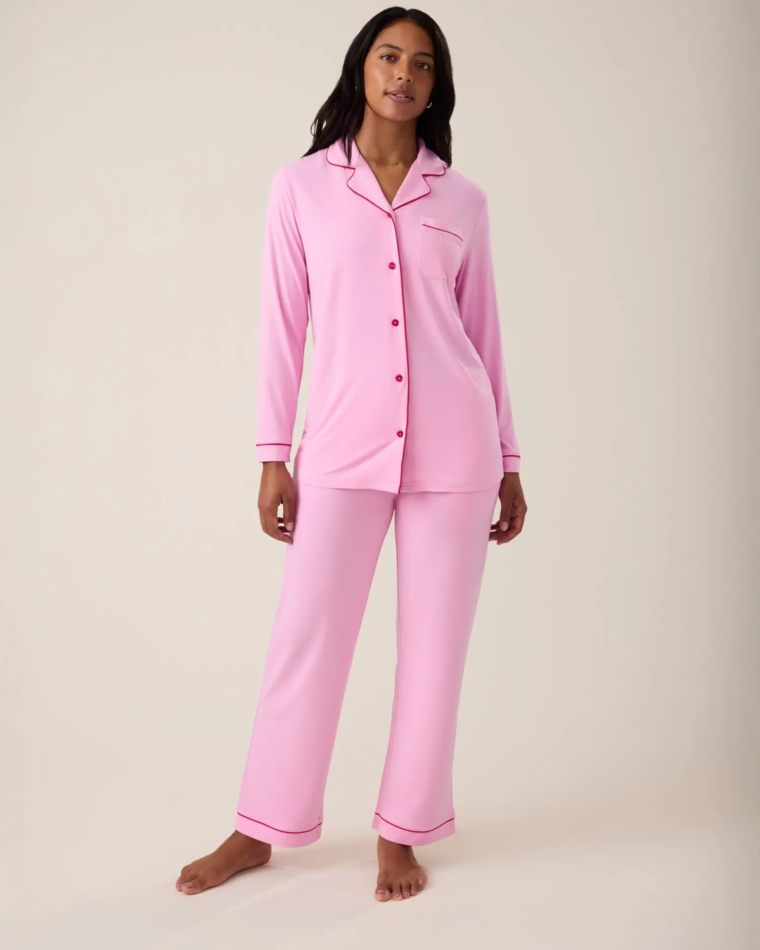 Clea Bamboo Long Sleeve Pajama Set | Bubblegum