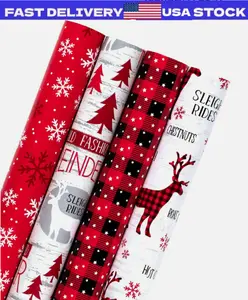WRAPAHOLIC Christmas Wrapping Paper Roll - Rustic Holiday Woodland Scenes -