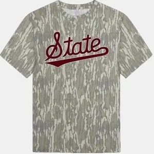Mississippi State Script Camo Tee – Classic Collegiate Logo on Hunting Camo, Style Camo 3D T Shirt, Camo Hunting Shirt, Gift For Him