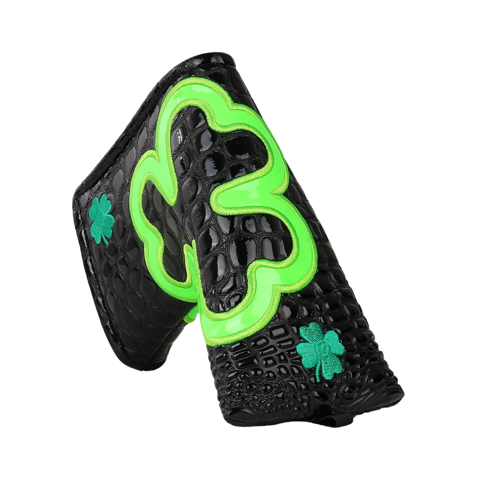 Craftsman Golf Lucky Clover Blade Putter Headcover, Premium Crocodile Pattern Leather, Stylish and Lucky