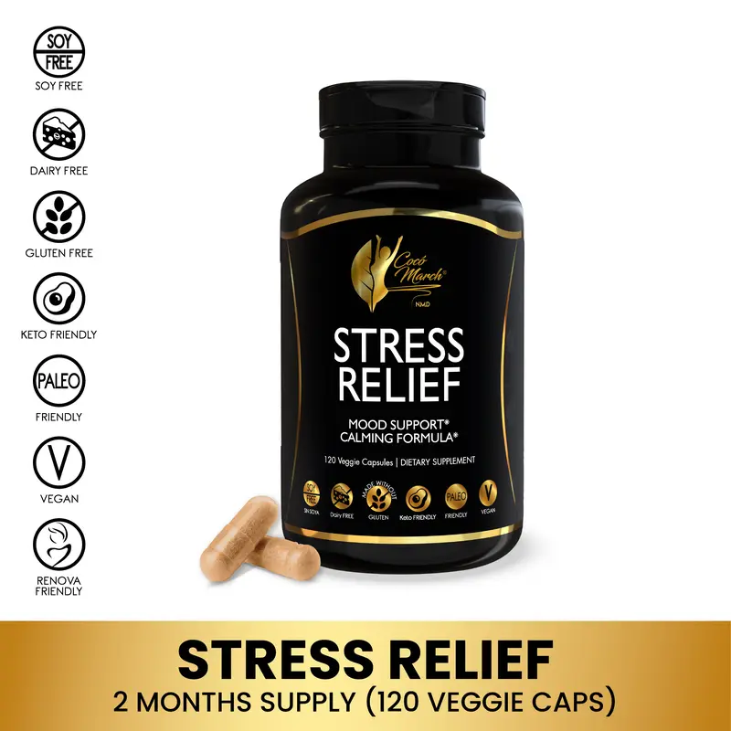Cocó March N.M.D Stress Relief Dietary Supplement, Wellness Supplement for Adults - 120 Capsules per Container