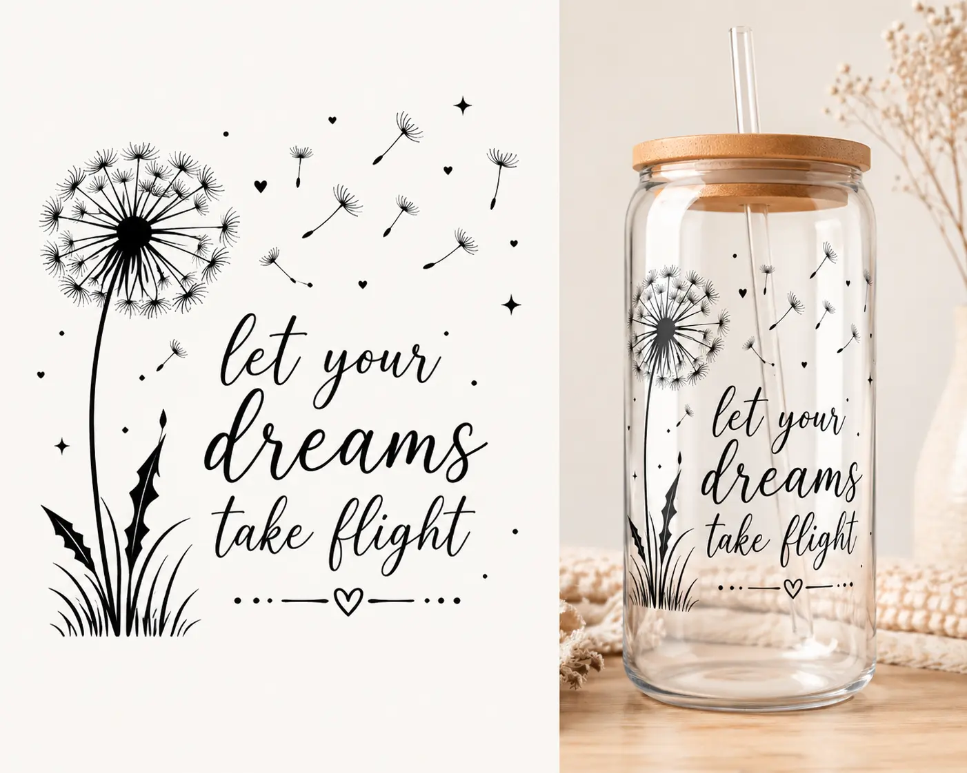 Personalized Glass Cup - Let Your Dreams Take Flight