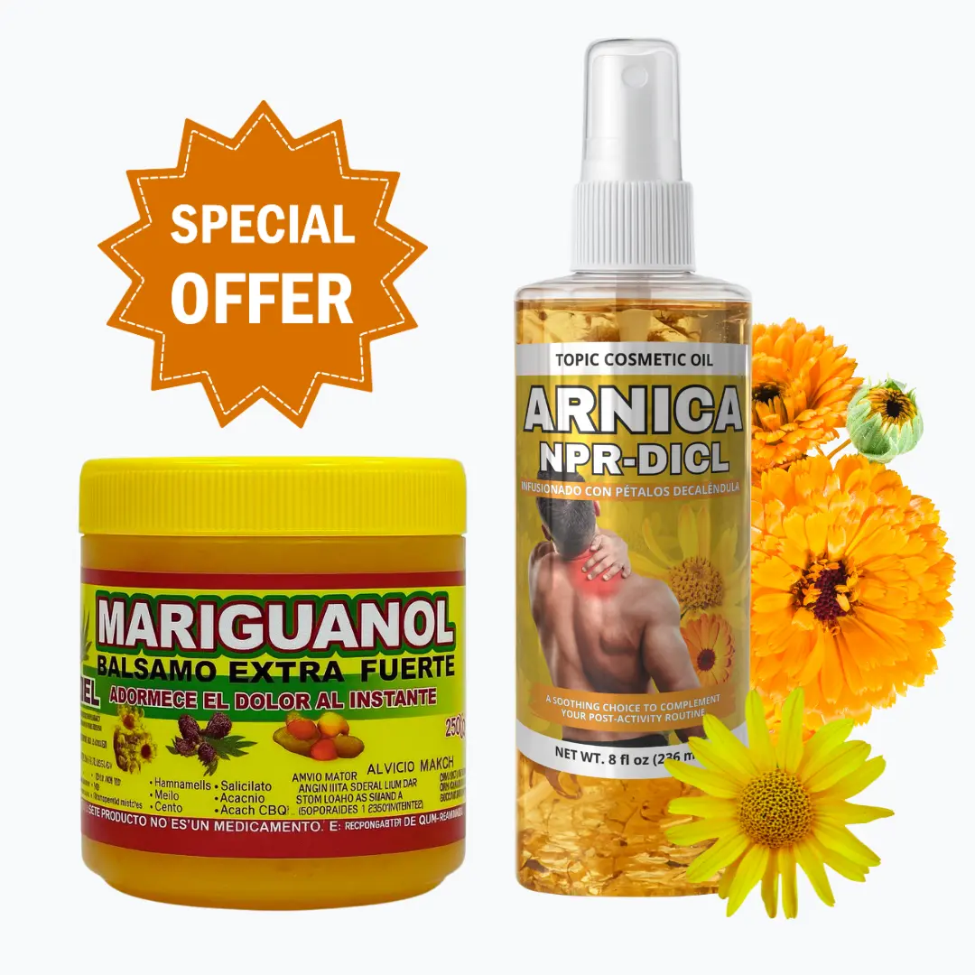The Ultimate Viral Massage Dream Team - Mariguanol Gel 125g (4.4 oz) + Arnica & Calendula Massage Oil (8 fl oz) With Real Botanicals - The Chill Bundle! Perfect for Gifting, Self-Care, Massage Moments and Your Daily Chill Ritual Herbal Comfort