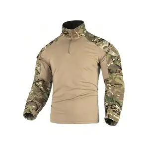 Tactical For Men G3 camouflage combat long sleeved BDU military 1/4 zipper pocket slim fit outdoor shirtGift
