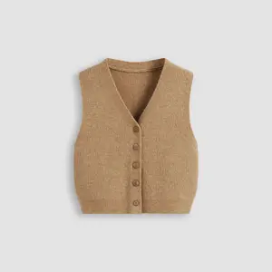 Cider [2 colors, size 2-10] Knitted V-neck Solid Button Vest