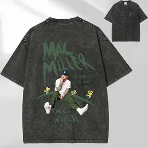 Mac Miller "Small Worlds" T-Shirt, Washed Vintage Style Mac Miller 100% Cotton T-Shirt, Unisex "Small Worlds" Graphic T-Shirt, Men'S Gift X Hip-Hop, Retro Rock Style, Punk, Casual And Comfortable Fabric, Suitable For Everyday Wear.