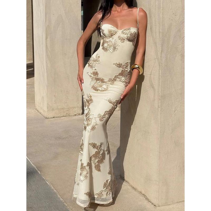 Women's Summer New Style Sexy Slimming Backless Tie Waist Long Dress, Elegant European Fashion, Perfect for Parties & Casual Wear